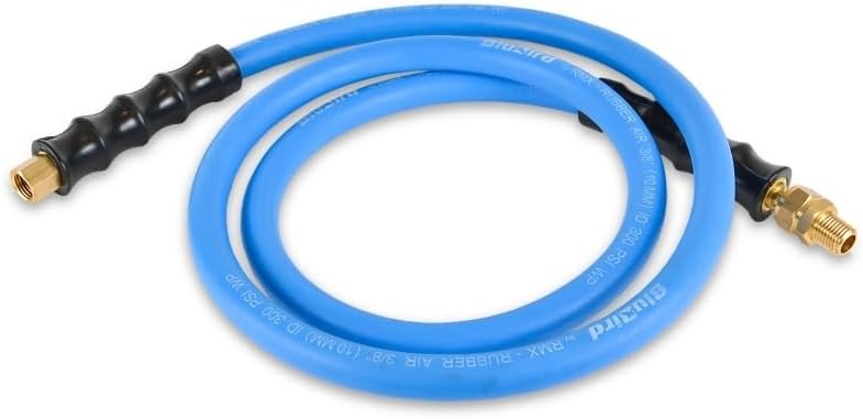 BBLD3803 3/8" x 3' Rubber Air Leader Hose, 100% Rubber, Lightest, Strongest, Most Flexible, 300 PSI, 50F to 190F Degrees, Ozone Resistant, High Strength Polyester Braided