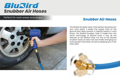 BBLD3803 3/8" x 3' Rubber Air Leader Hose, 100% Rubber, Lightest, Strongest, Most Flexible, 300 PSI, 50F to 190F Degrees, Ozone Resistant, High Strength Polyester Braided