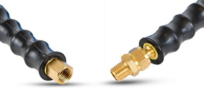 BBLD3803 3/8" x 3' Rubber Air Leader Hose, 100% Rubber, Lightest, Strongest, Most Flexible, 300 PSI, 50F to 190F Degrees, Ozone Resistant, High Strength Polyester Braided