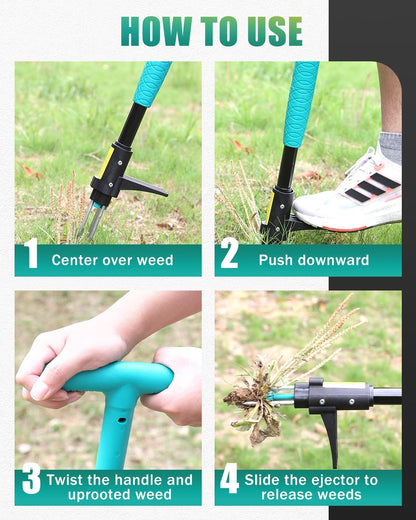 39" Weed Puller Tool, Heavy Duty Detachable Stand Up Garden Weeding Tool