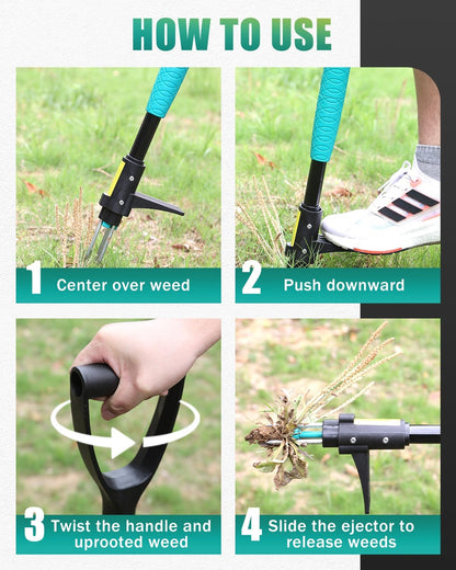 39" Weed Puller Tool, Heavy Duty Detachable Stand Up Garden Weeding Tool