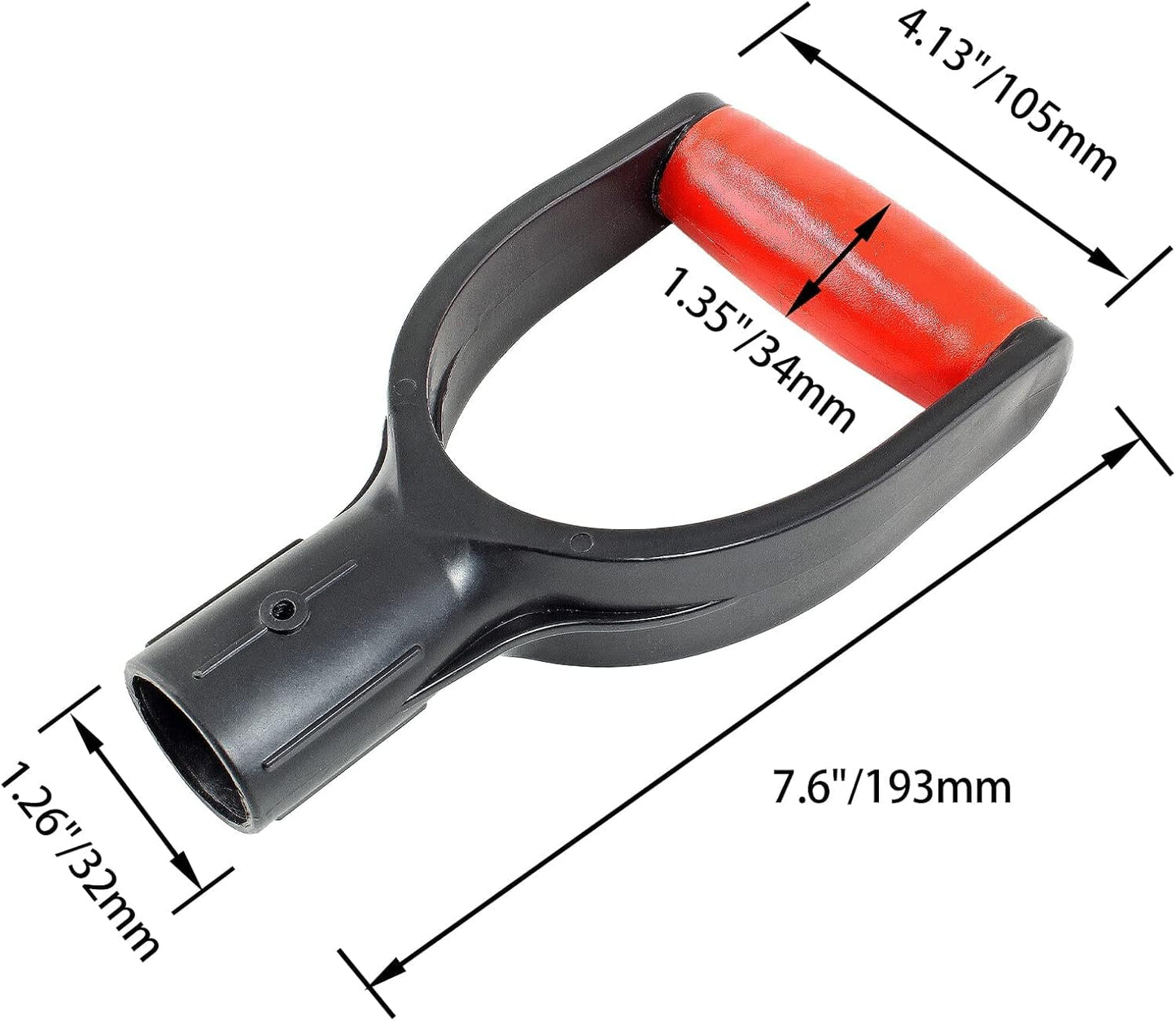 Plastic Shovel D Grip Handles, Red, 2 Pcs