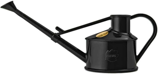 Indoor Plastic Watering Can | The HAWS Langley Sprinkler - One Pint | Pot Waterer | Fine Spray Rose | Recycled - Black