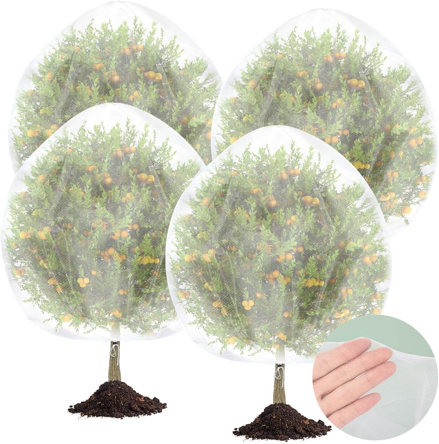 4PCS Fruits Tree Netting, 7.5 x 5.2 ft Large Mesh Tree Net for Cicadas