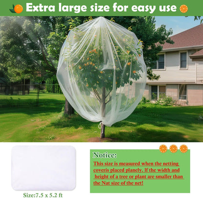 4PCS Fruits Tree Netting, 7.5 x 5.2 ft Large Mesh Tree Net for Cicadas