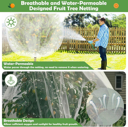 4PCS Fruits Tree Netting, 7.5 x 5.2 ft Large Mesh Tree Net for Cicadas