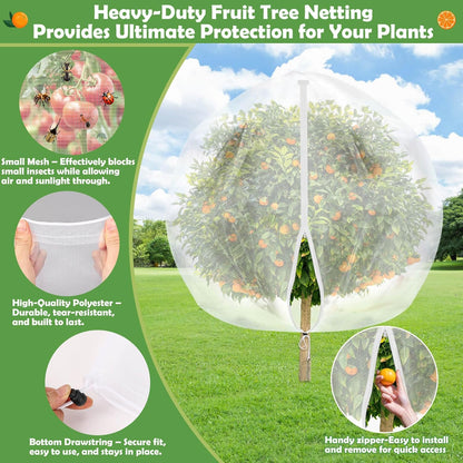 4PCS Fruits Tree Netting, 7.5 x 5.2 ft Large Mesh Tree Net for Cicadas