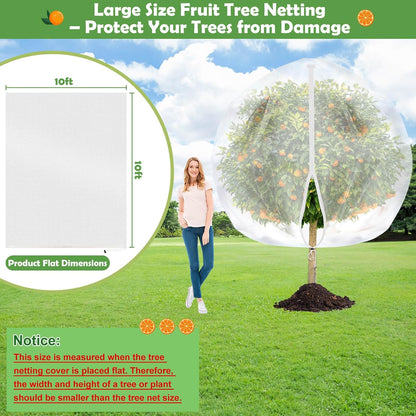 4PCS Fruits Tree Netting, 7.5 x 5.2 ft Large Mesh Tree Net for Cicadas