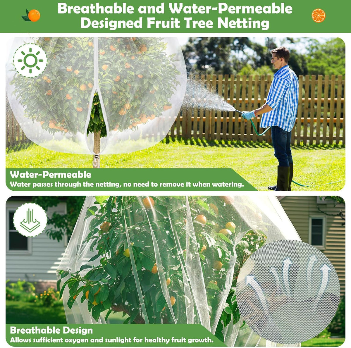 4PCS Fruits Tree Netting, 7.5 x 5.2 ft Large Mesh Tree Net for Cicadas