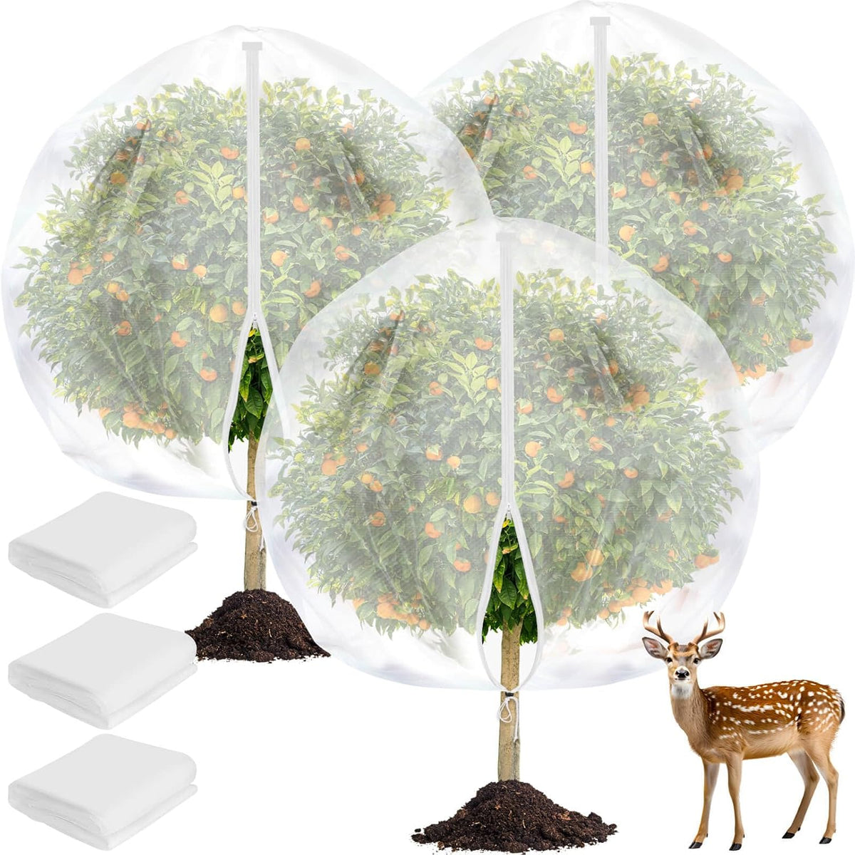 4PCS Fruits Tree Netting, 7.5 x 5.2 ft Large Mesh Tree Net for Cicadas