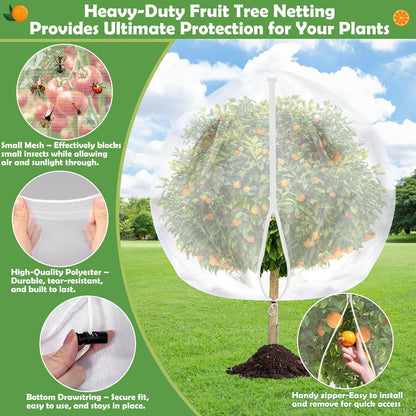 4PCS Fruits Tree Netting, 7.5 x 5.2 ft Large Mesh Tree Net for Cicadas
