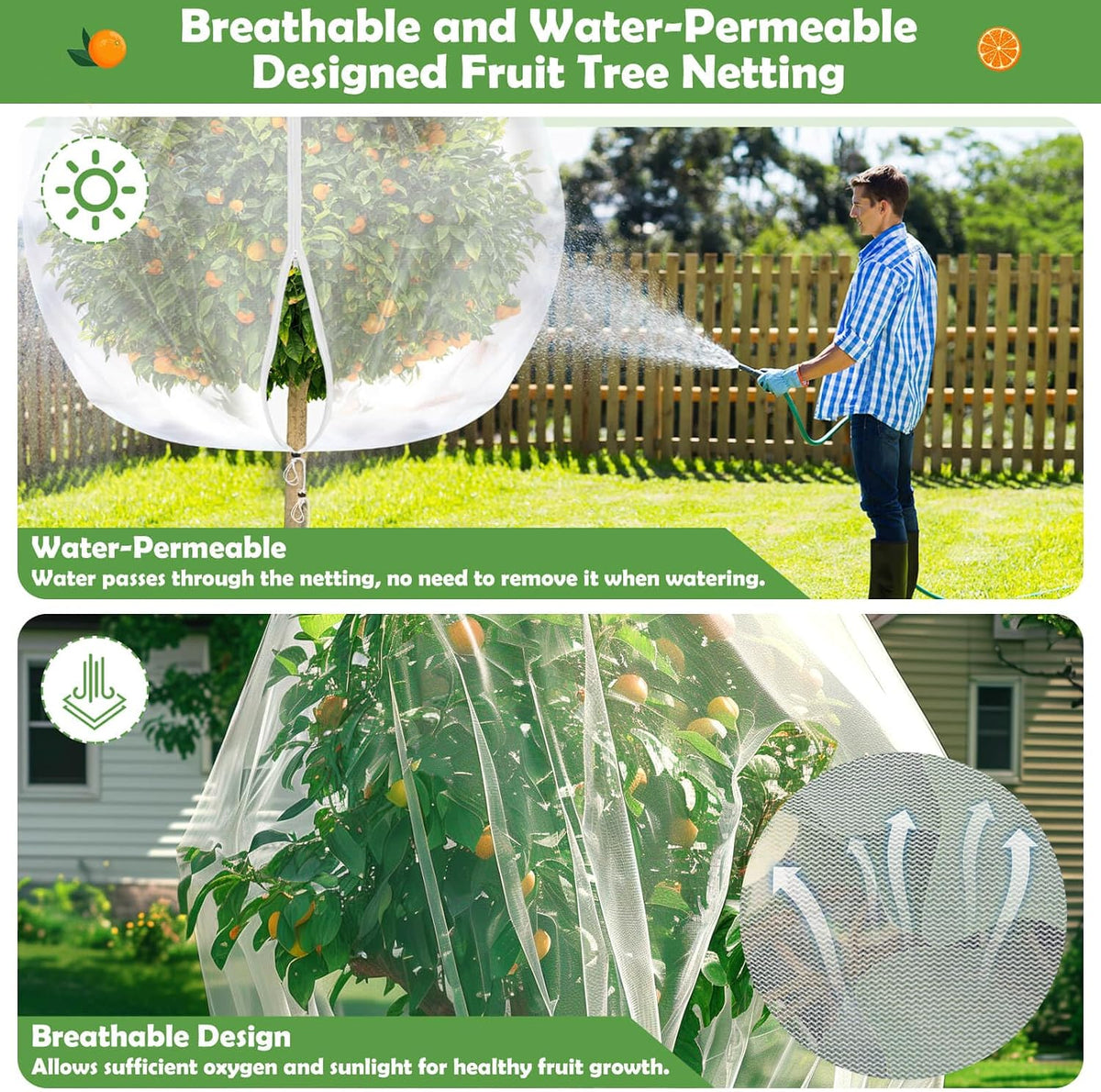 4PCS Fruits Tree Netting, 7.5 x 5.2 ft Large Mesh Tree Net for Cicadas