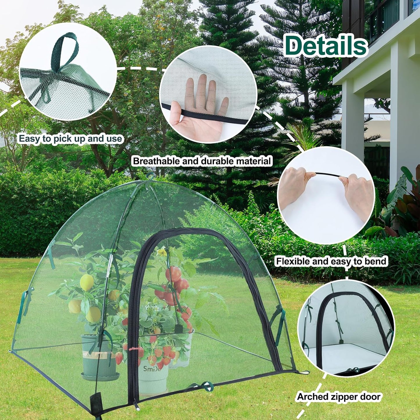 2pack Pest Guard Cover,22.8x22.8x22.8 Inches Garden Mesh Plant Cover Insect Bird Barrier Netting Mesh Outdoor Mesh Plant Enclosure Plant Tent Cover Pest Protection Guard for Fruit Vegetables