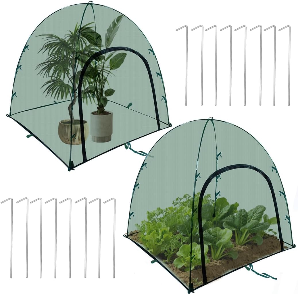 2pack Pest Guard Cover,22.8x22.8x22.8 Inches Garden Mesh Plant Cover Insect Bird Barrier Netting Mesh Outdoor Mesh Plant Enclosure Plant Tent Cover Pest Protection Guard for Fruit Vegetables