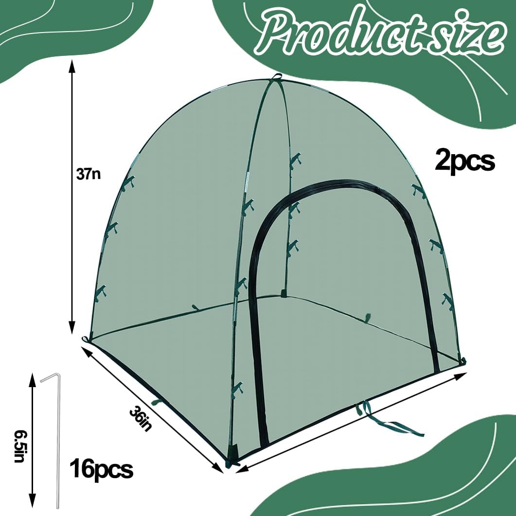 2pack Pest Guard Cover,22.8x22.8x22.8 Inches Garden Mesh Plant Cover Insect Bird Barrier Netting Mesh Outdoor Mesh Plant Enclosure Plant Tent Cover Pest Protection Guard for Fruit Vegetables
