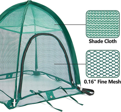 2 Pack Pop up Plant Cover, Garden Netting for Raised Beds, Crop Cage, Blueberry Bush Netting Cover with Metal Spikes Protect Plants Against Birds, Small Animals and Direct Sunlight - 28" x 28" x 30"
