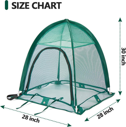 2 Pack Pop up Plant Cover, Garden Netting for Raised Beds, Crop Cage, Blueberry Bush Netting Cover with Metal Spikes Protect Plants Against Birds, Small Animals and Direct Sunlight - 28" x 28" x 30"