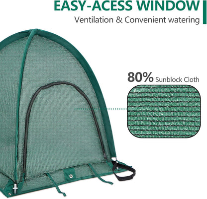 2 Pack Pop up Plant Cover, Garden Netting for Raised Beds, Crop Cage, Blueberry Bush Netting Cover with Metal Spikes Protect Plants Against Birds, Small Animals and Direct Sunlight - 28" x 28" x 30"