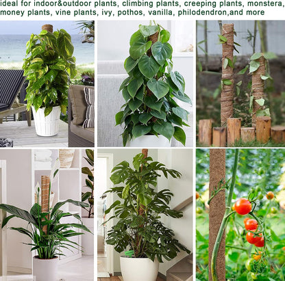 Moss Pole 47.5 Inch - Monstera Plant Support, 4 Packs 16 Inch Plant Stakes for Indoor Plants Coco Coir Moss Pole Sticks for Climbing Potted Live Plants, Pothos, Philodendron, with Garden Ties