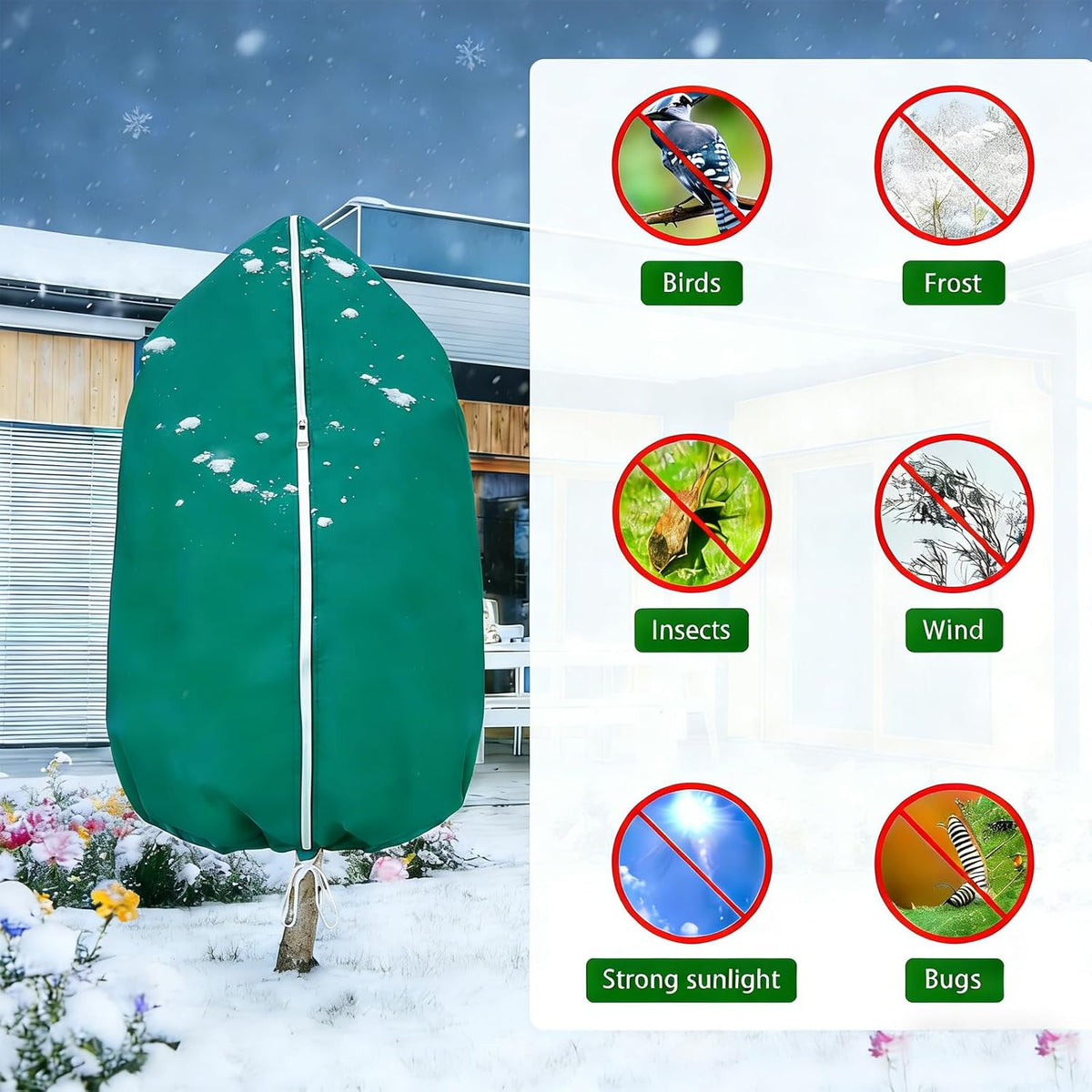 Plant Covers Freeze Protection-78"W x 95"H Extra Large Frost Blankets for Outdoor Plants, 2.4oz/yd² Heavy-Duty Christmas Tree Covers with Zipper & Drawstring – Reusable Winter Plant Freeze Cloth