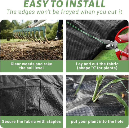 Weed Barrier Landscape Fabric 4FT x 100FT, 3.2oz, 2-Pack 4FTx50FT