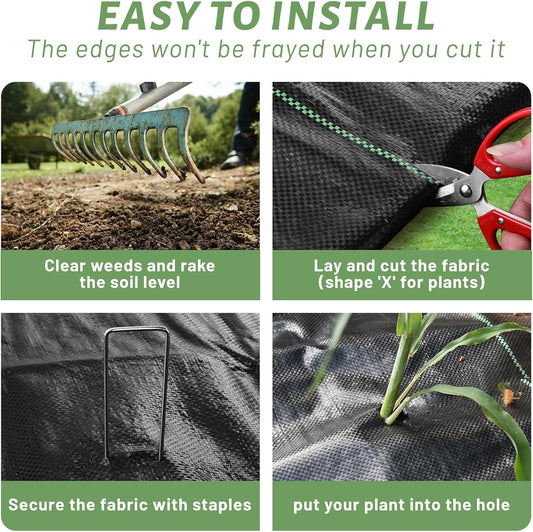 Weed Barrier Landscape Fabric 4FT x 100FT, 3.2oz, 2-Pack 4FTx50FT