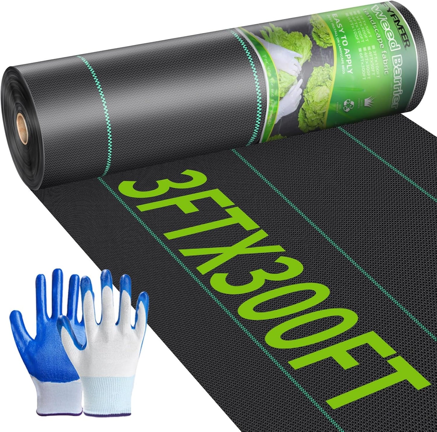 Weed Barrier Landscape Fabric 4FT x 100FT, 3.2oz, 2-Pack 4FTx50FT