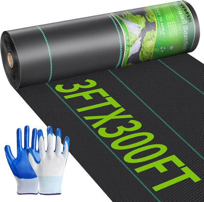 Weed Barrier Landscape Fabric 4FT x 100FT, 3.2oz, 2-Pack 4FTx50FT