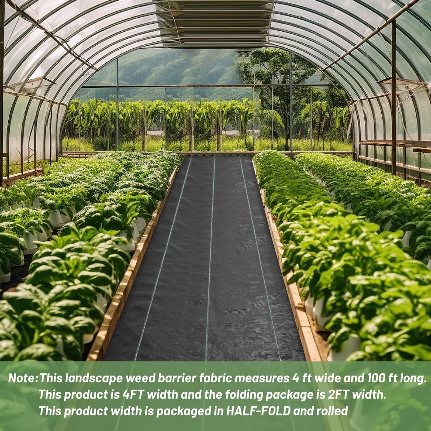 Weed Barrier Landscape Fabric 4FT x 100FT, 3.2oz, 2-Pack 4FTx50FT
