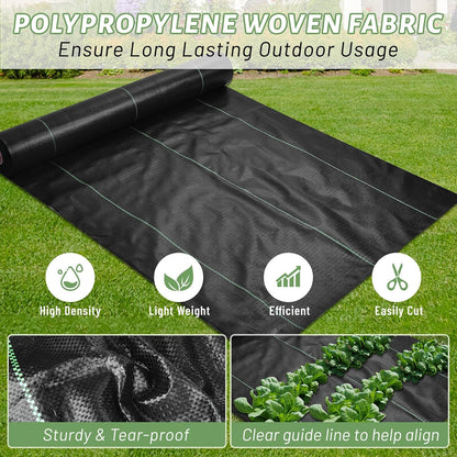 Weed Barrier Landscape Fabric 4FT x 100FT, 3.2oz, 2-Pack 4FTx50FT