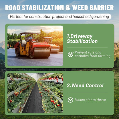 Weed Barrier Landscape Fabric 4FT x 100FT, 3.2oz, 2-Pack 4FTx50FT