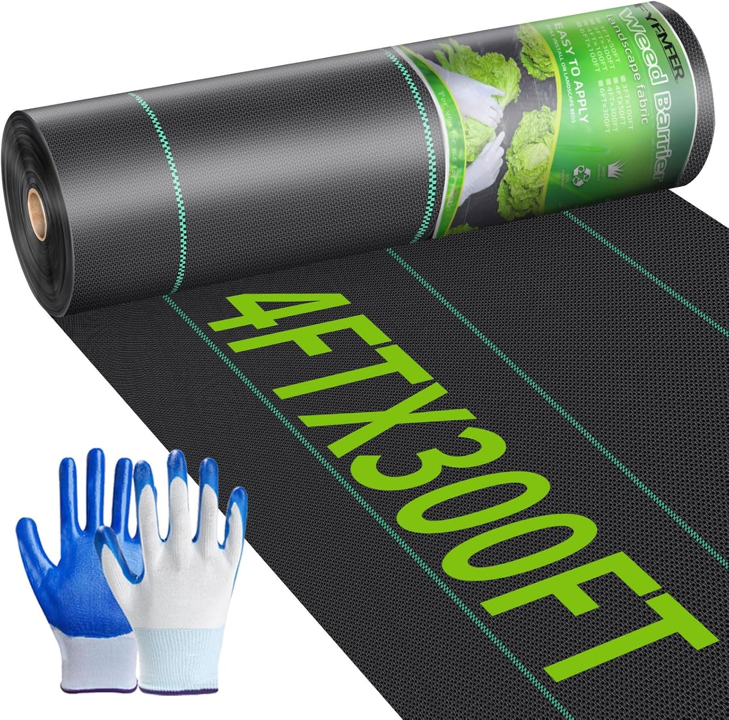 Weed Barrier Landscape Fabric 4FT x 100FT, 3.2oz, 2-Pack 4FTx50FT