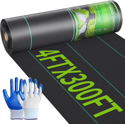 Weed Barrier Landscape Fabric 4FT x 100FT, 3.2oz, 2-Pack 4FTx50FT