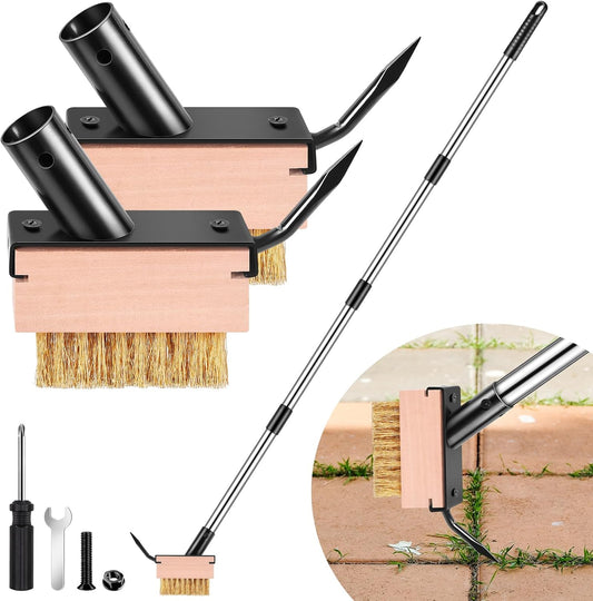 Crack Weeder Tool - Weed Puller Tool with 2 Heads and Scraping Hook