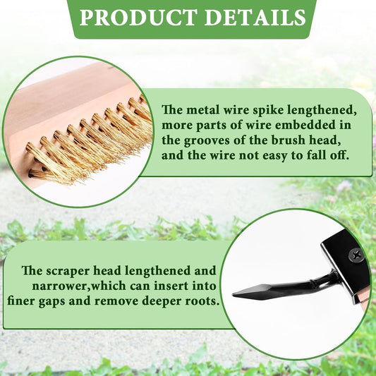 Crack Weeder Tool - Weed Puller Tool with 2 Heads and Scraping Hook