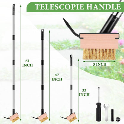 Crack Weeder Tool - Weed Puller Tool with 2 Heads and Scraping Hook