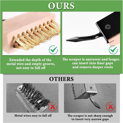 Crack Weeder Tool - Weed Puller Tool with 2 Heads and Scraping Hook