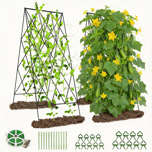 39.4" H 2 Pack Cucumber Trellis, Thickened Metal Garden Trellis
