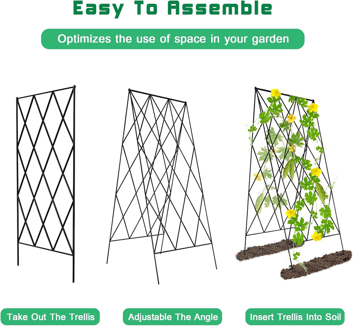 39.4" H 2 Pack Cucumber Trellis, Thickened Metal Garden Trellis