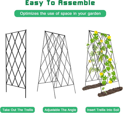 39.4" H 2 Pack Cucumber Trellis, Thickened Metal Garden Trellis