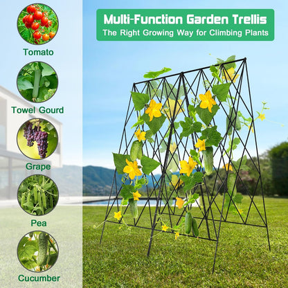 39.4" H 2 Pack Cucumber Trellis, Thickened Metal Garden Trellis
