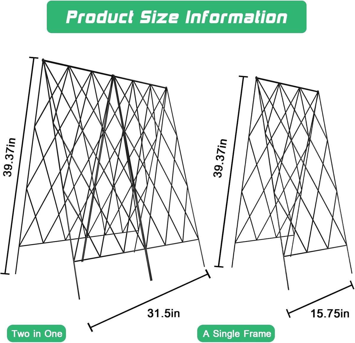 39.4" H 2 Pack Cucumber Trellis, Thickened Metal Garden Trellis