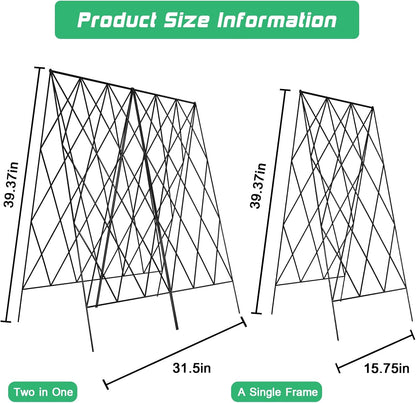 39.4" H 2 Pack Cucumber Trellis, Thickened Metal Garden Trellis