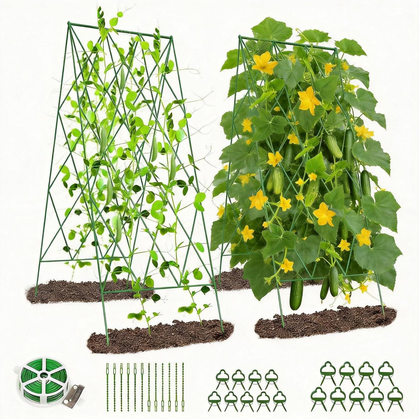 39.4" H 2 Pack Cucumber Trellis, Thickened Metal Garden Trellis