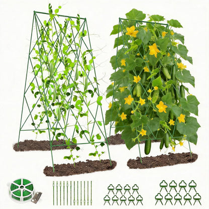 39.4" H 2 Pack Cucumber Trellis, Thickened Metal Garden Trellis