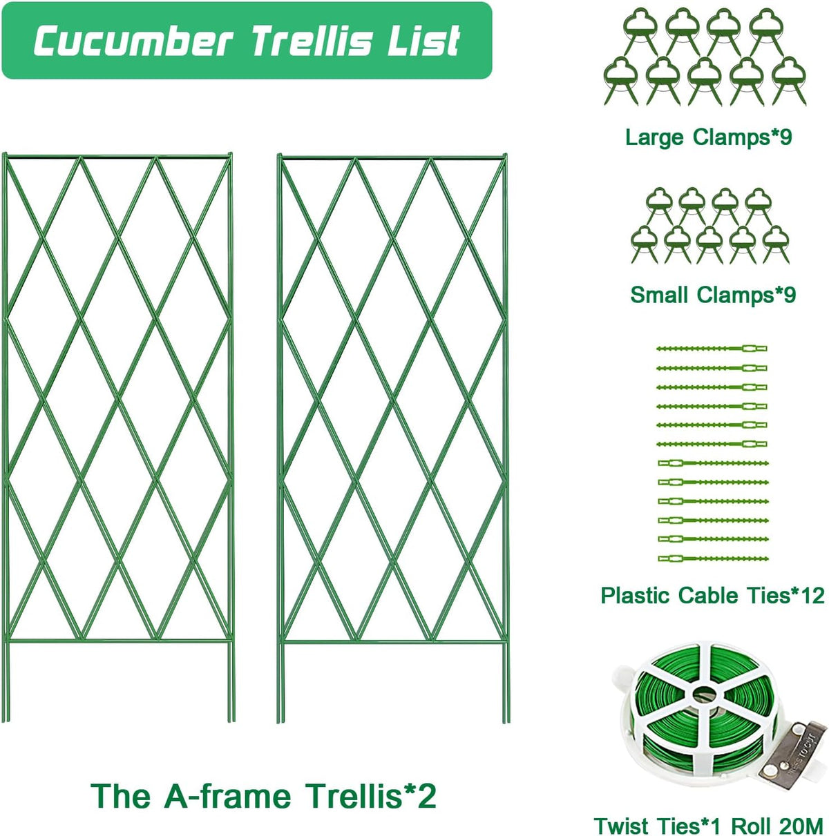 39.4" H 2 Pack Cucumber Trellis, Thickened Metal Garden Trellis