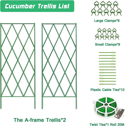 39.4" H 2 Pack Cucumber Trellis, Thickened Metal Garden Trellis