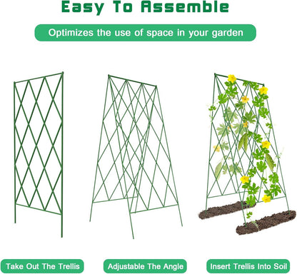 39.4" H 2 Pack Cucumber Trellis, Thickened Metal Garden Trellis
