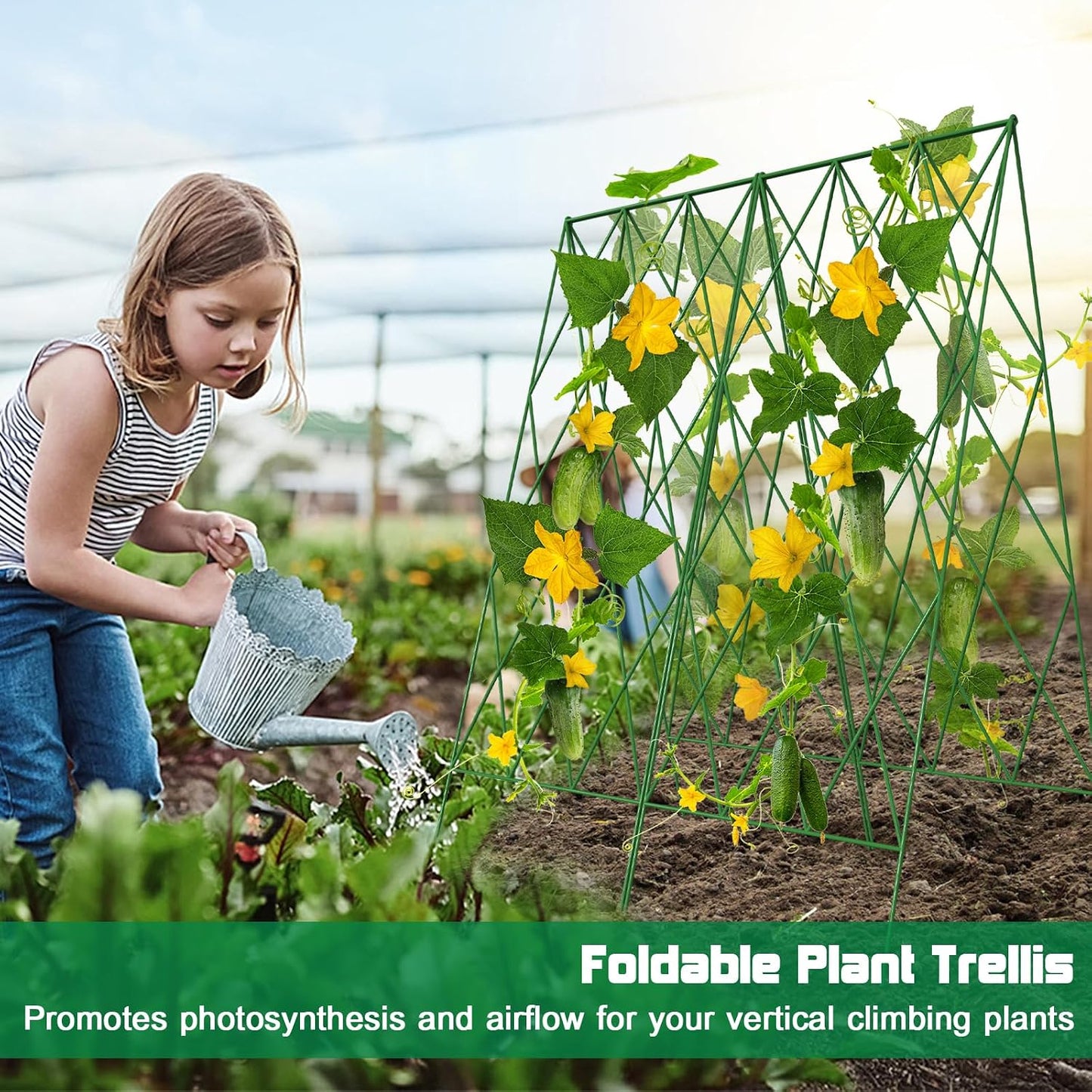 39.4" H 2 Pack Cucumber Trellis, Thickened Metal Garden Trellis