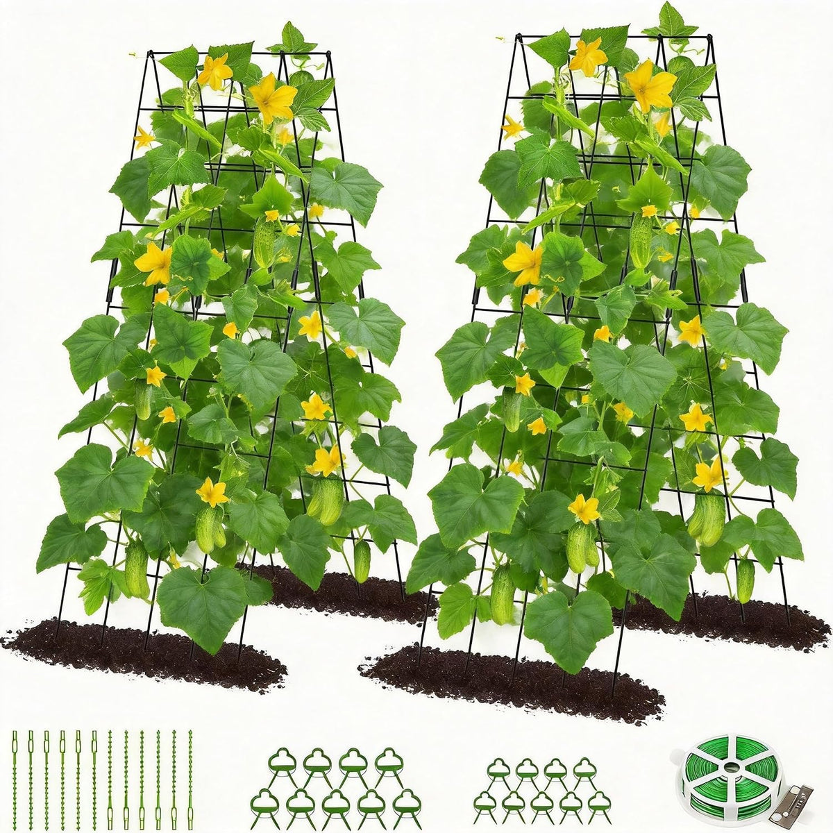 39.4" H 2 Pack Cucumber Trellis, Thickened Metal Garden Trellis